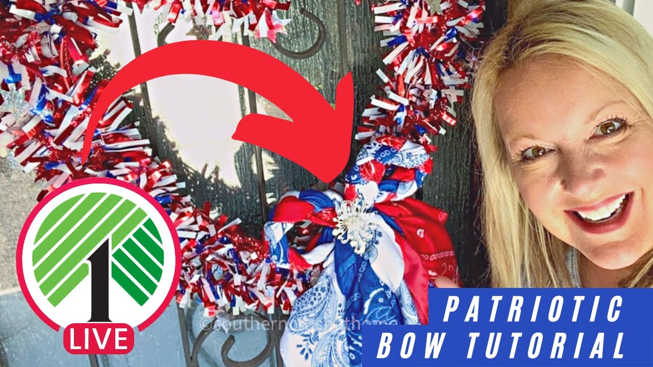 Easy Patriotic Braided Bandana Bow for a Wreath with Dollar Tree Supplies