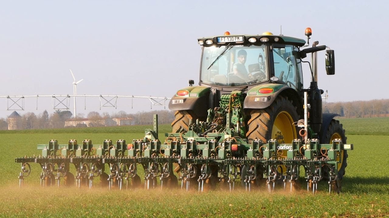 🌾Binage sur Blé bio🌾 | GARFORD Robocrop |🟢John Deere 6r130🟡