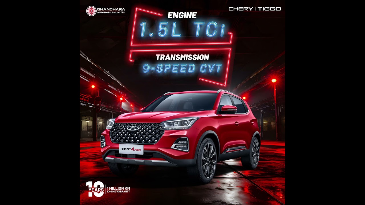 Tiggo 4 Pro's 1.5L TCi Engine & 9-Speed CVT transmission | 10-Year or 1-Million-Km Engine Warranty