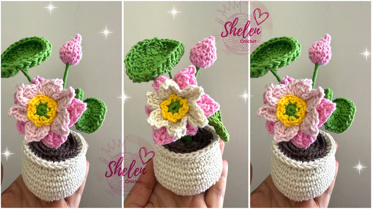 Flor de Loto a Crochet 🌸 | Maceta Decorativa Paso a Paso #4