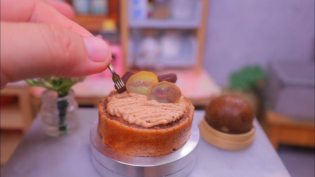 世界一小さいマロンケーキ | 食べられるミニチュア料理 | Miniature Hieu’s Kitchen