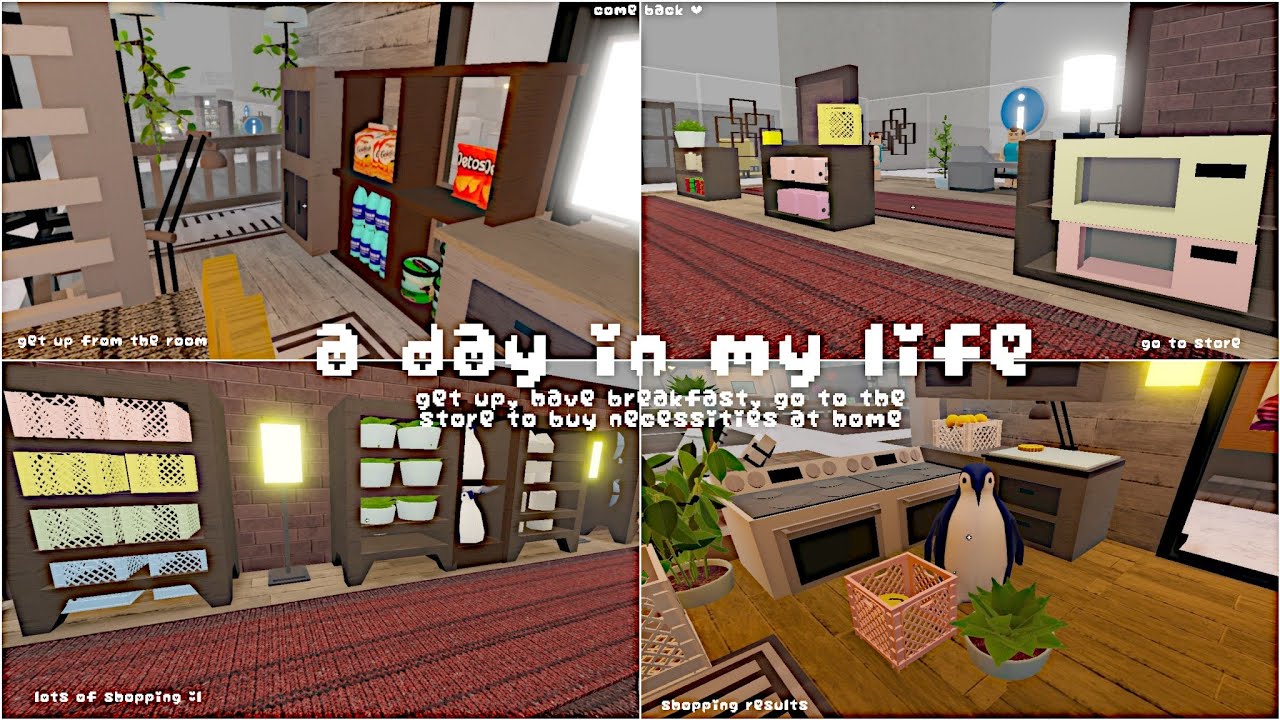 ♡ a day in my life, wake up, have breakfast, shop for needs at home ☁️🧸 roblox scp 3008