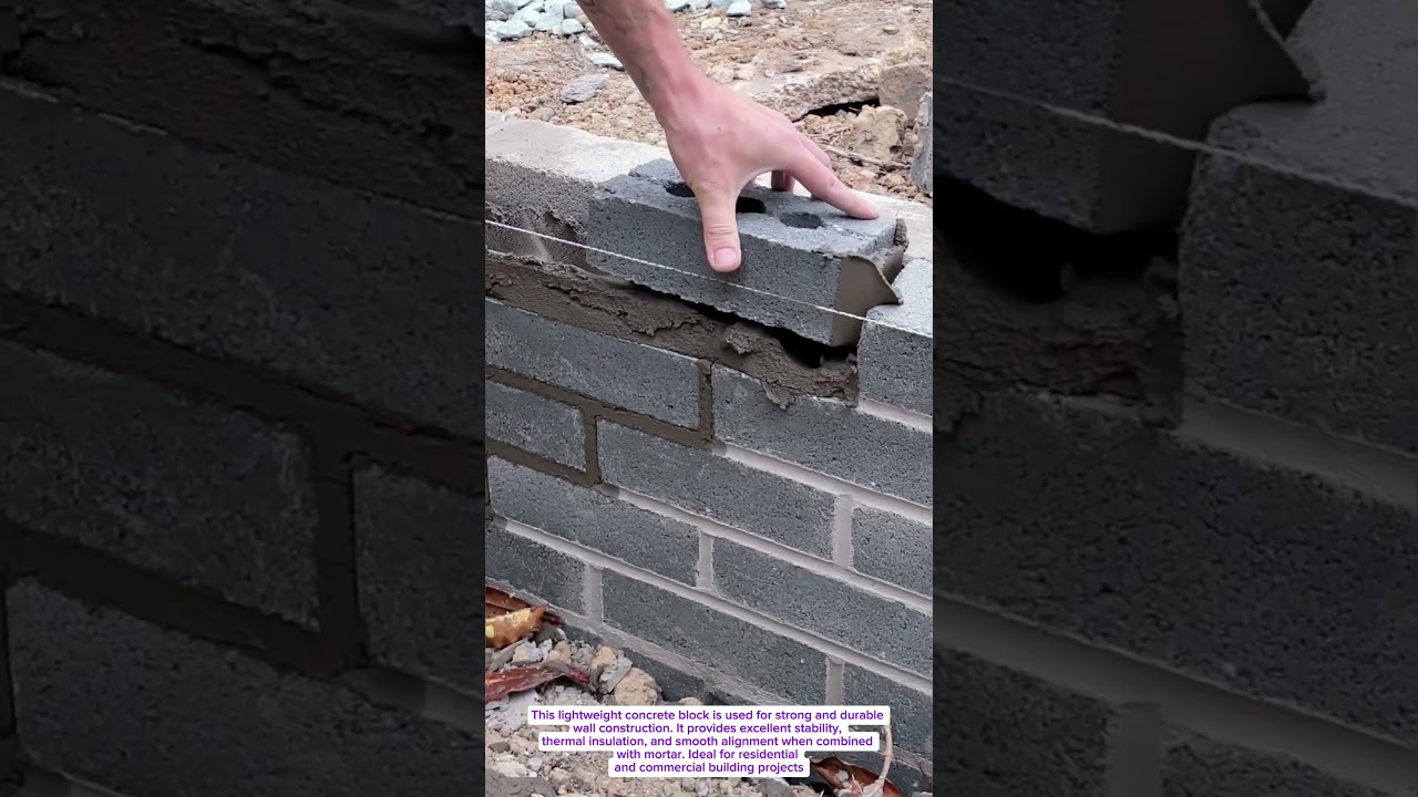 Perfect Bricklaying Technique Using Concrete Block – Satisfying Wall Construction Tutorial”
