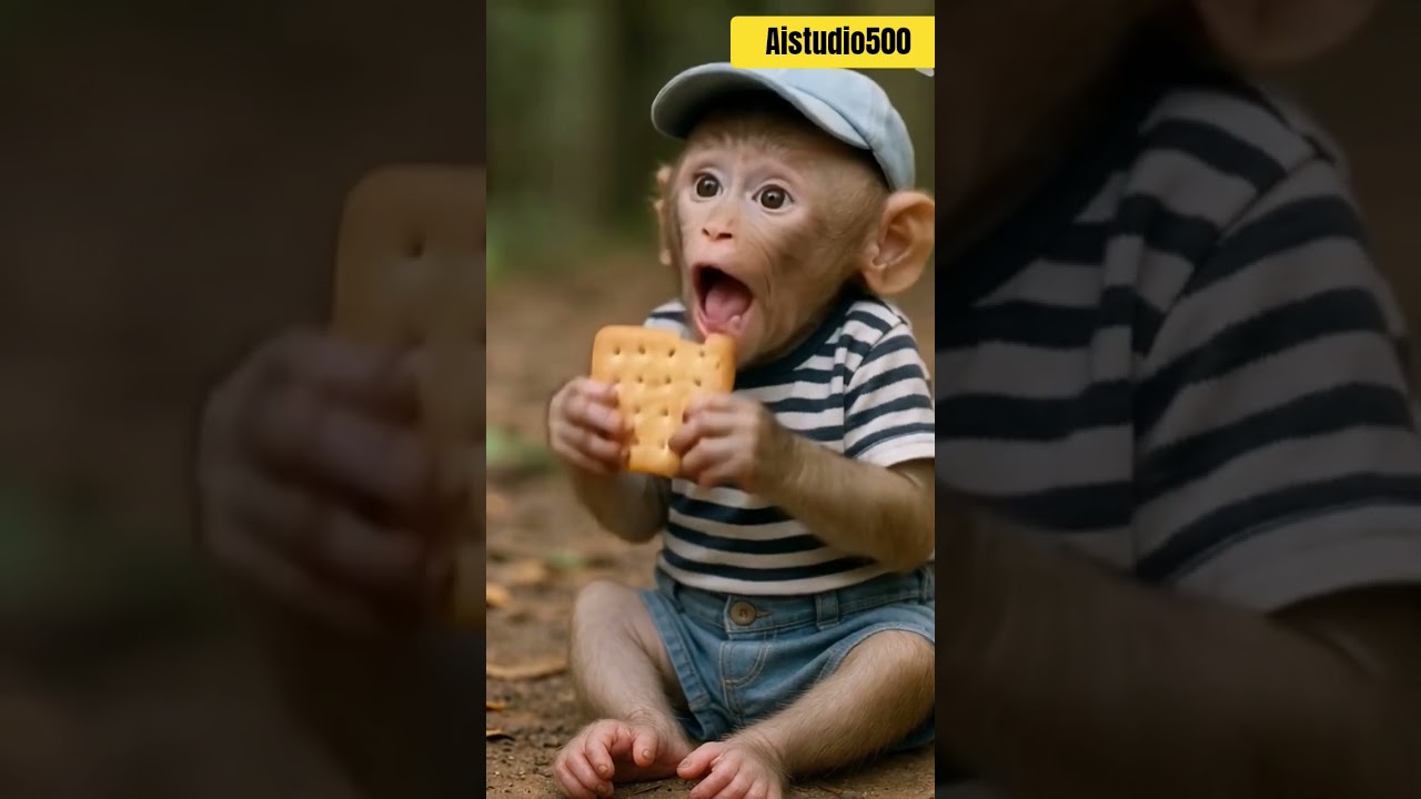 &ldquo;Biscuit Lover Baby Monkey 😂 | Cap Pehne Cutie Ki Masti Time!&rdquo;