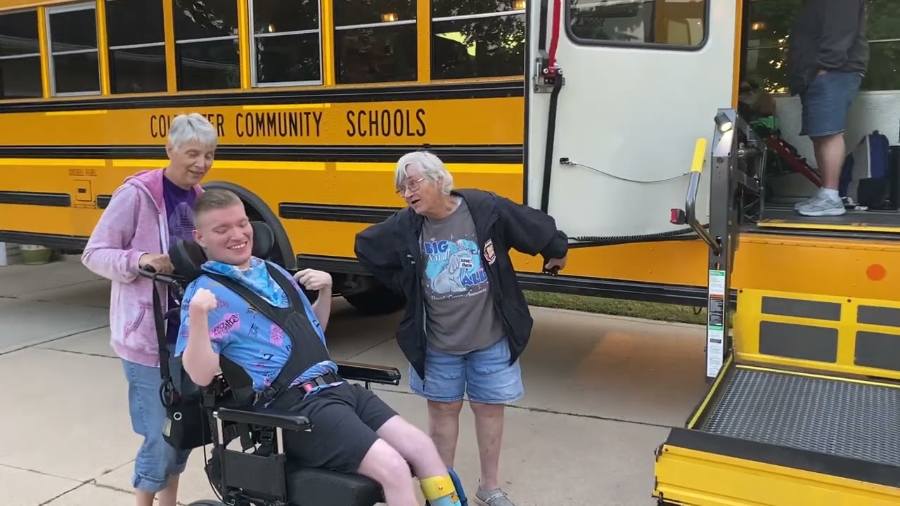 Sam getting on the school bus to Waldron for another day of school 9.11.24 @onthatnote