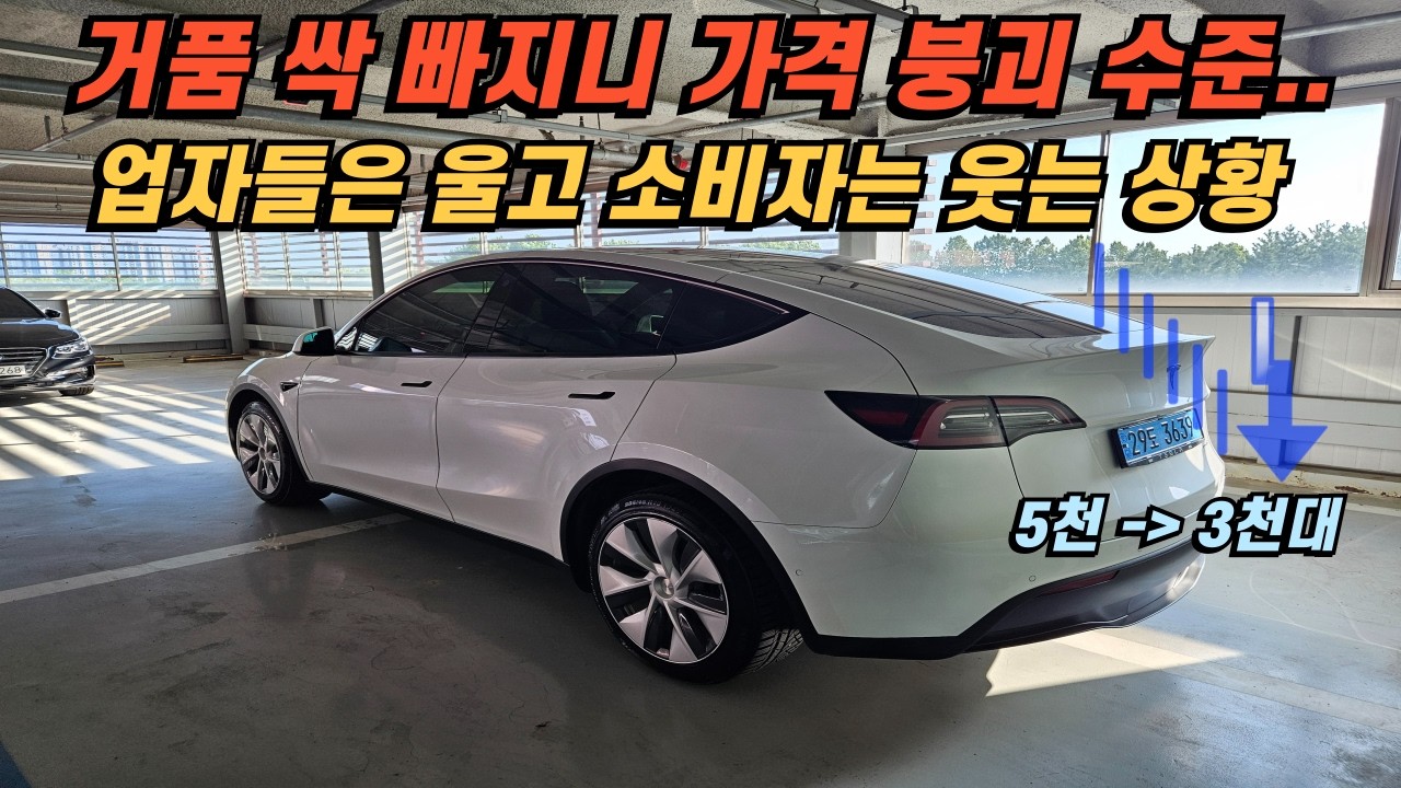 테슬라 모델Y 중고 가격.... 결국 여기까지 떨어졌습니다.