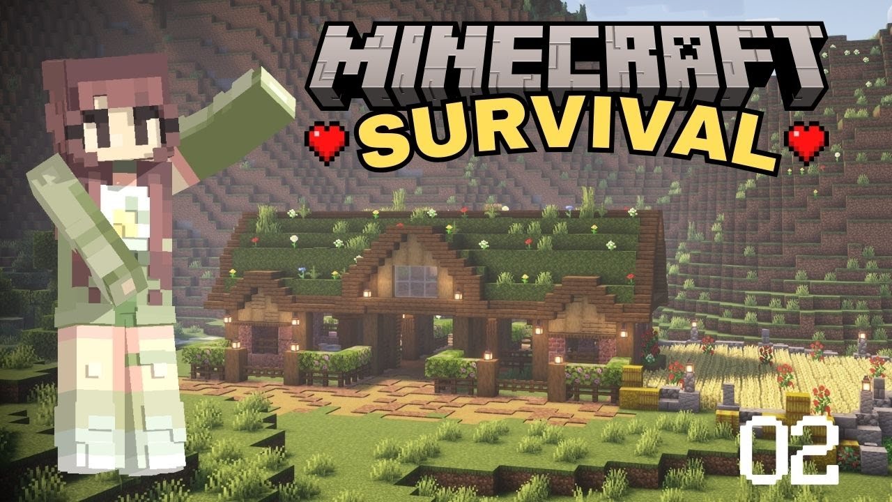Minecraft Survival - Building my Dream Farm & Cozy Barn (Ep. 2)