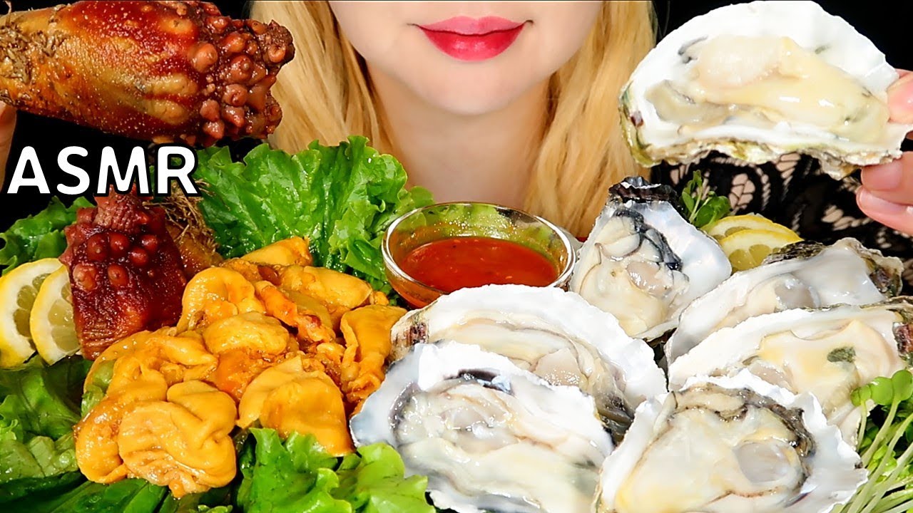 ASMR RAW OYSTER & SEA PINEAPPLE (SEA SQUIRT) ホヤ カキEATING SOUNDS MUKBANG