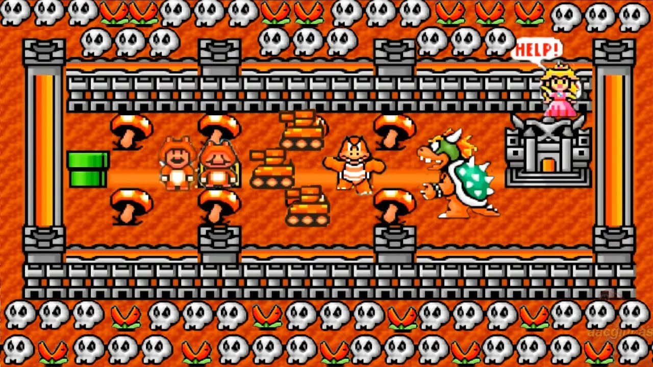 Super Mario Bros 3 HD REMAKE 100% World 8: BOWSER'S CASTLE Part 2 (Amazing NEW Graphics)
