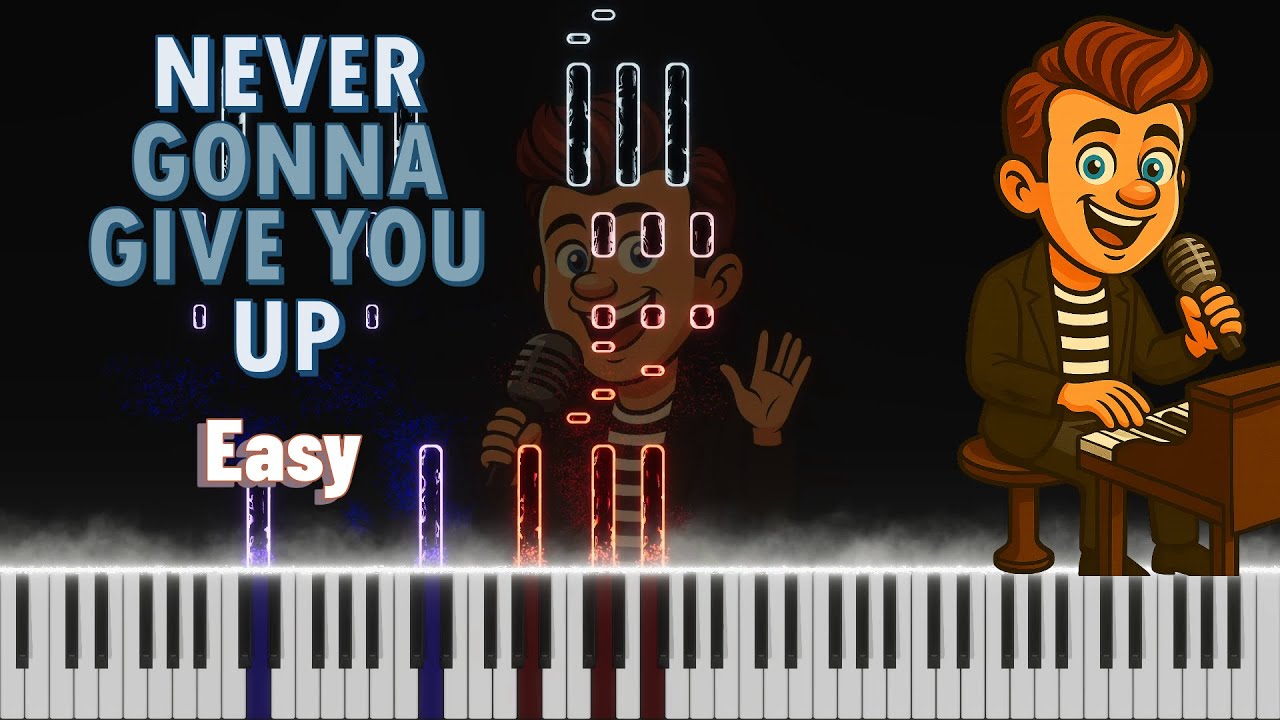 Never Gonna Give You Up – Easy Piano Tutorial (Beginner Falling Bar Version 🎹)