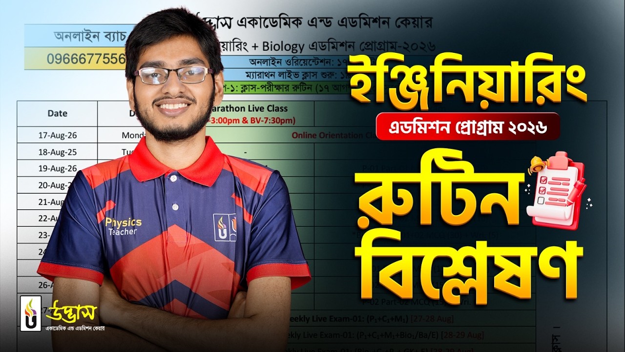 Engineering Admission Routine Analysis 2026 | ইঞ্জিনিয়ারিং ভর্তি প্রস্তুতি | Udvash-Unmesh