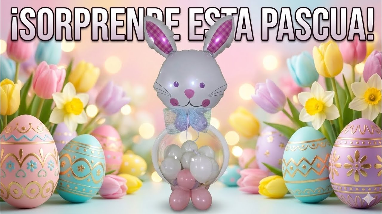 Decoración de Pascua: Conejo con Globo Burbuja y Dulces | Tutorial