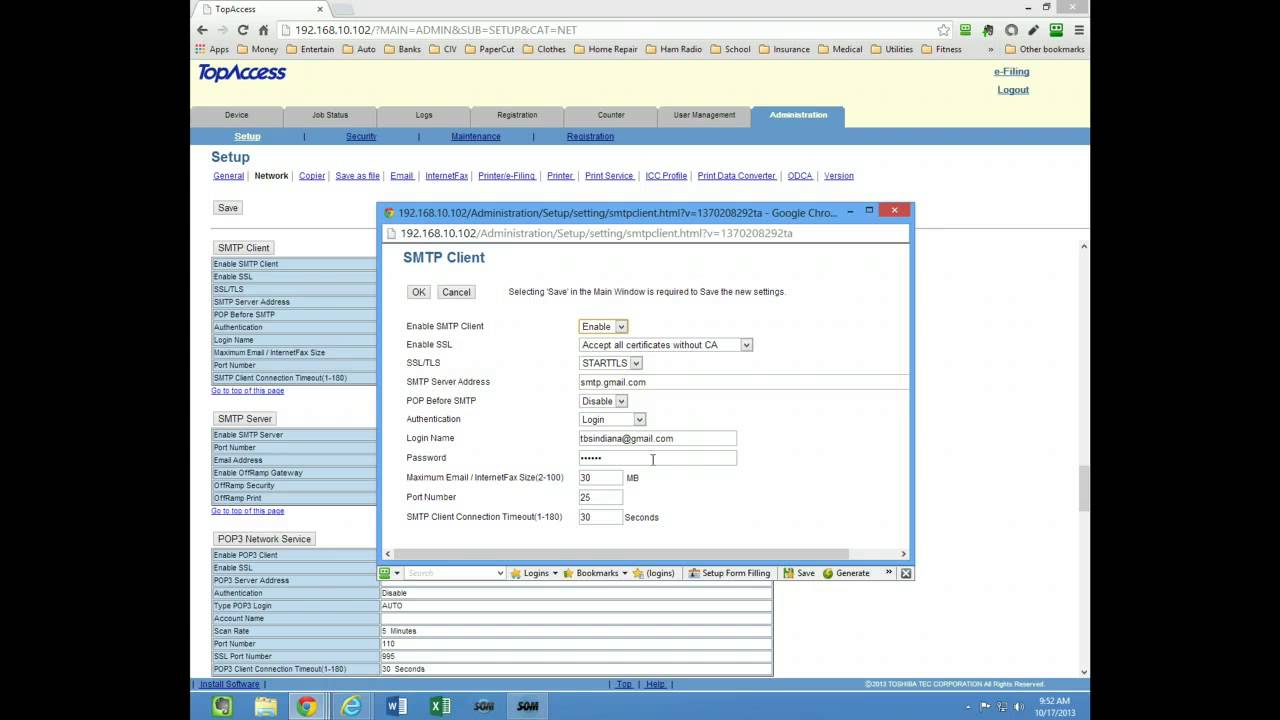 Toshiba MFP Email and Addressbook setup
