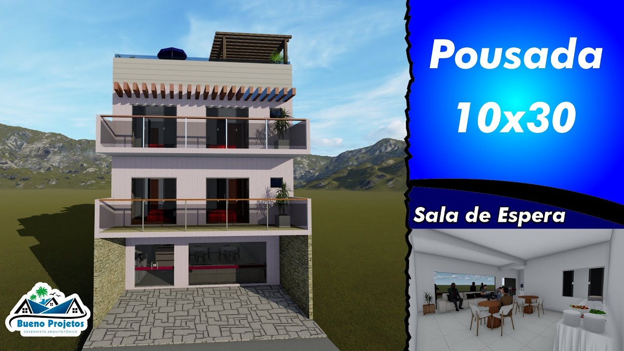 B-0064 Pousada com 16 Suítes + Terraço com Paisagismo T=10x30 (Casa 10x20 na Descrição)