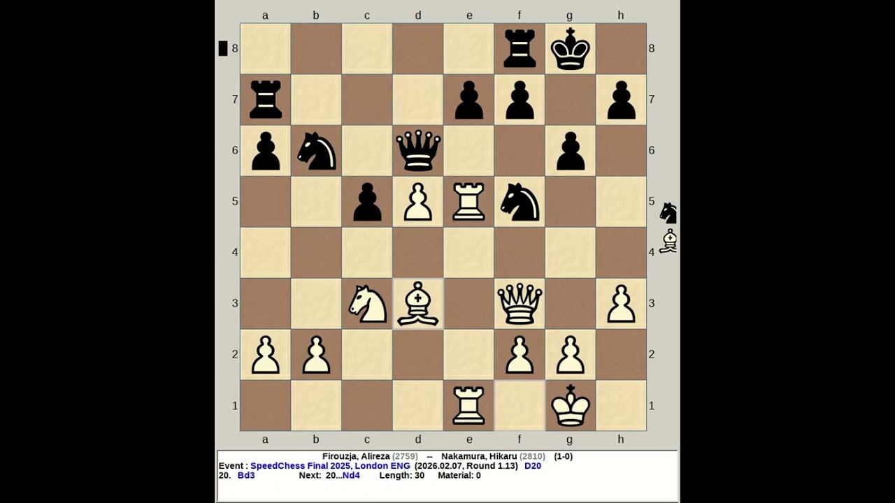 Firouzja, Alireza vs Nakamura, Hikaru | SpeedChess Final 2025, London England R1 13