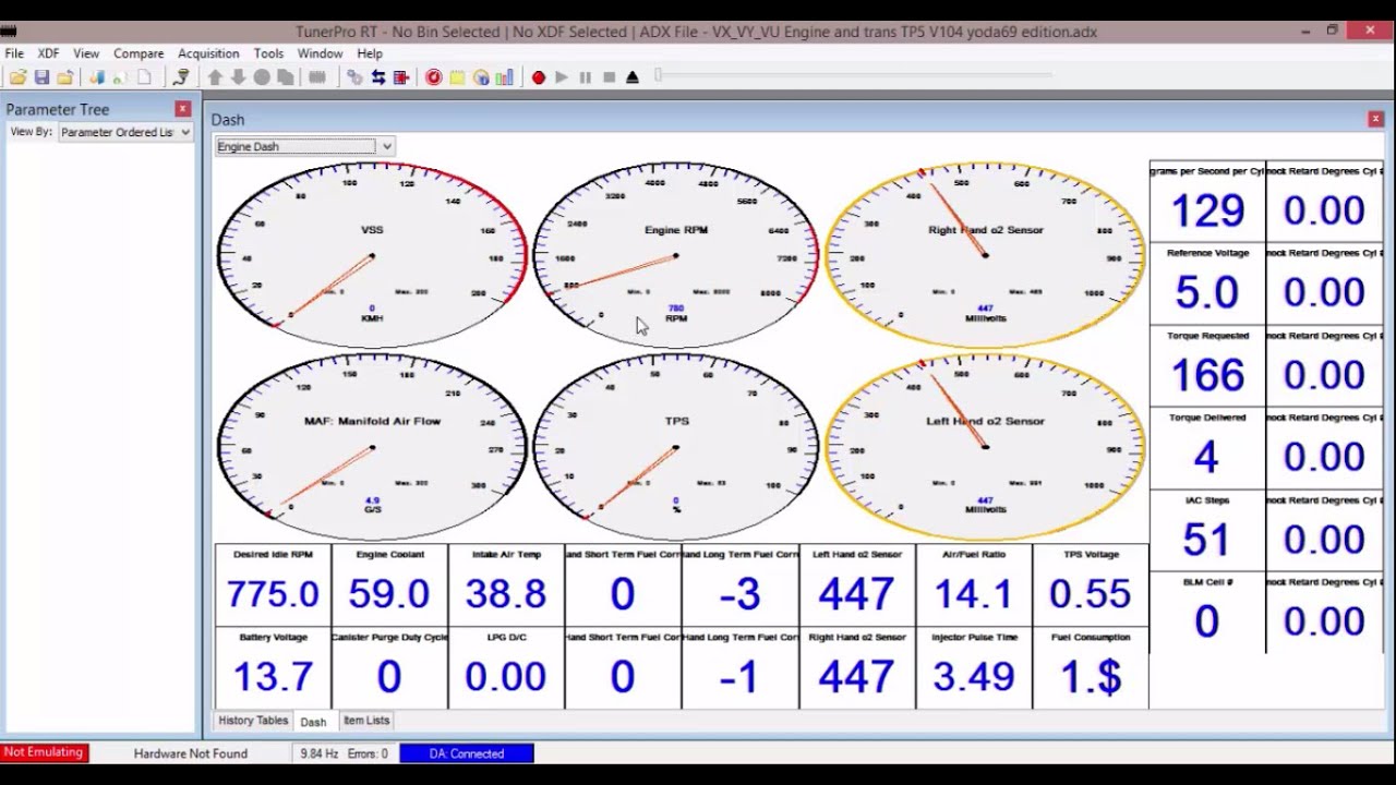 TunerPro V5 Live Engine Data - ALDL Diagnostic Software for Holden Commodores VR VS VT VX VY