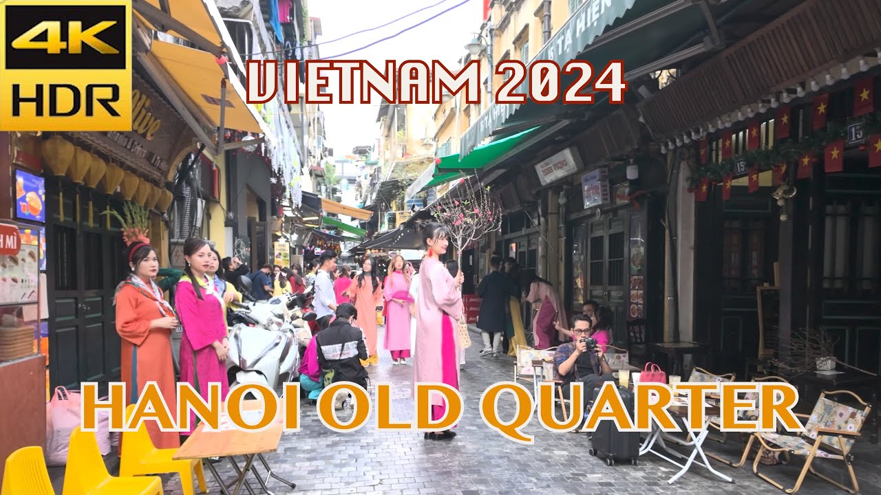 4K HDR | Walking Tour - Hanoi Old Quarter - Ta Hien Street - Vietnam 2024