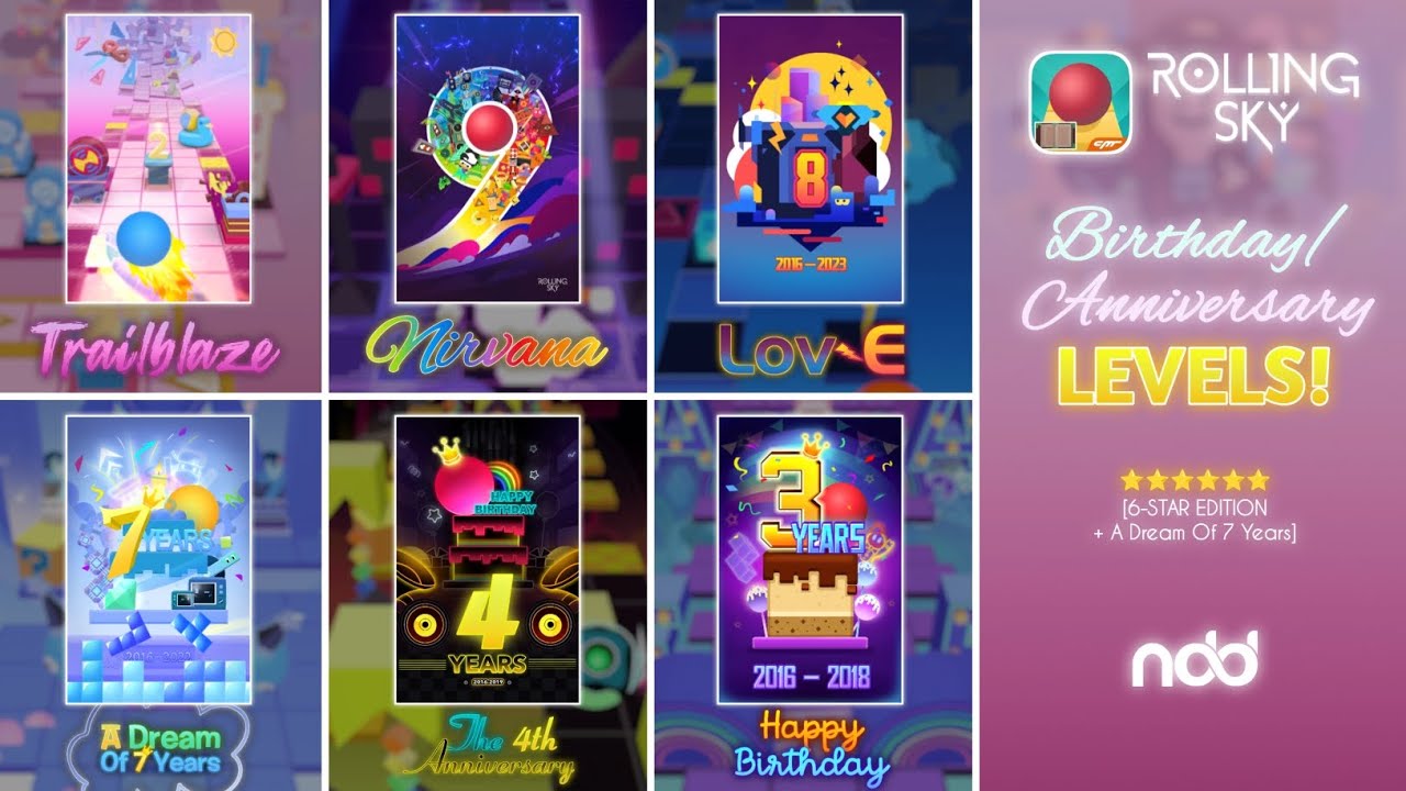 Rolling Sky - Birthday/Anniversary LEVELS! [6-STAR EDITION + A Dream Of 7 Years]