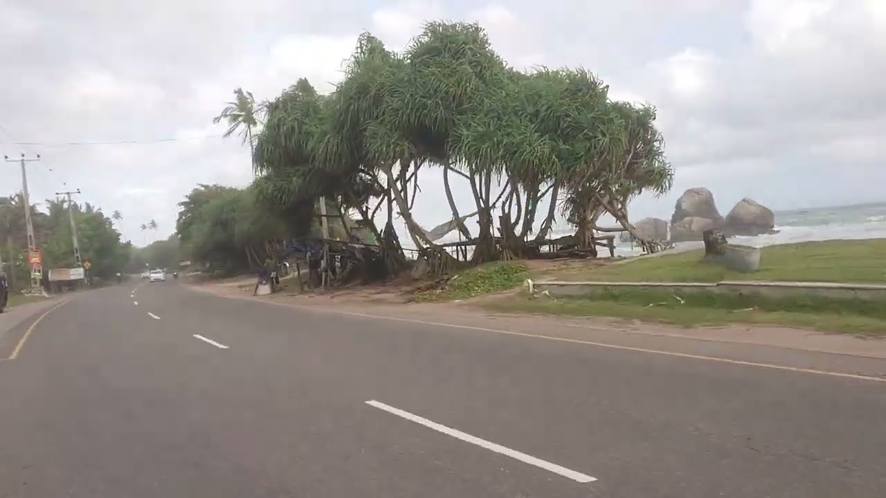 Motorbike ride along a Beautiful road of sri Lanka. Galle Matara road