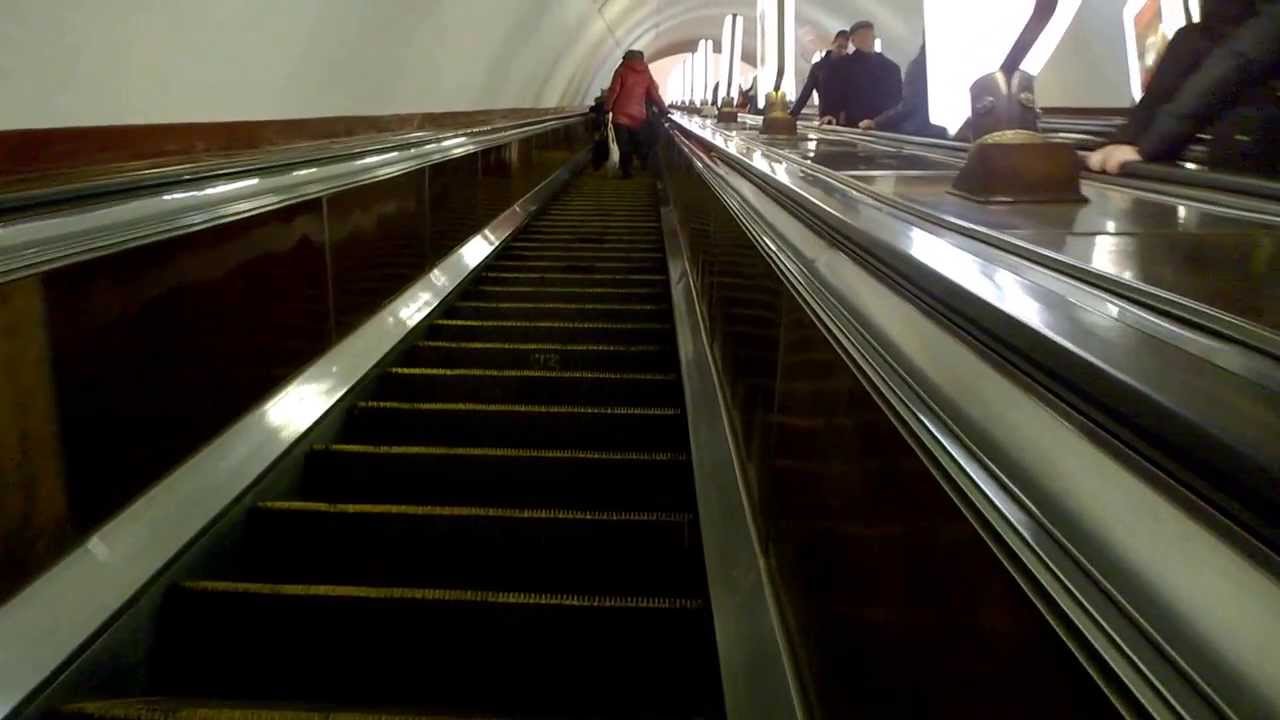 Escalator journey at the worlds deepest metro station