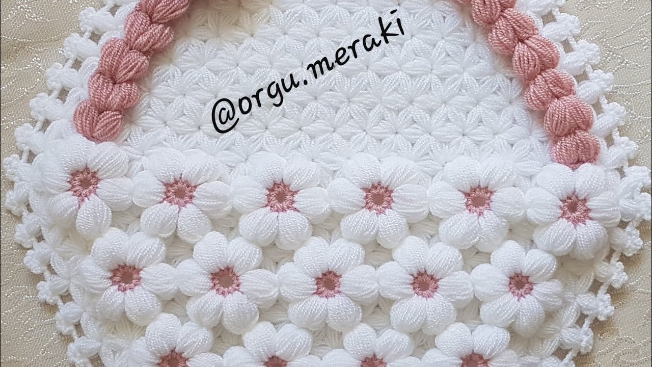 Puf çiçekli sepet lif modeli 🌼 çeyizlik lif modelleri 