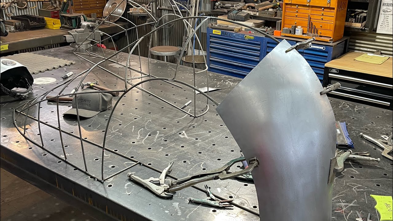 Metal Shaping Car fenders, tuck shrinking using a stump and hammers, smoothing with english wheel