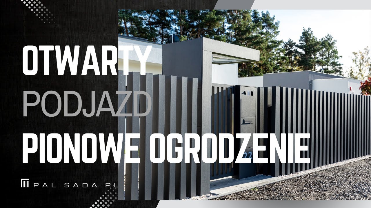 Otwarty podjazd - pionowe ogrodzenie bez bramy wjazdowej