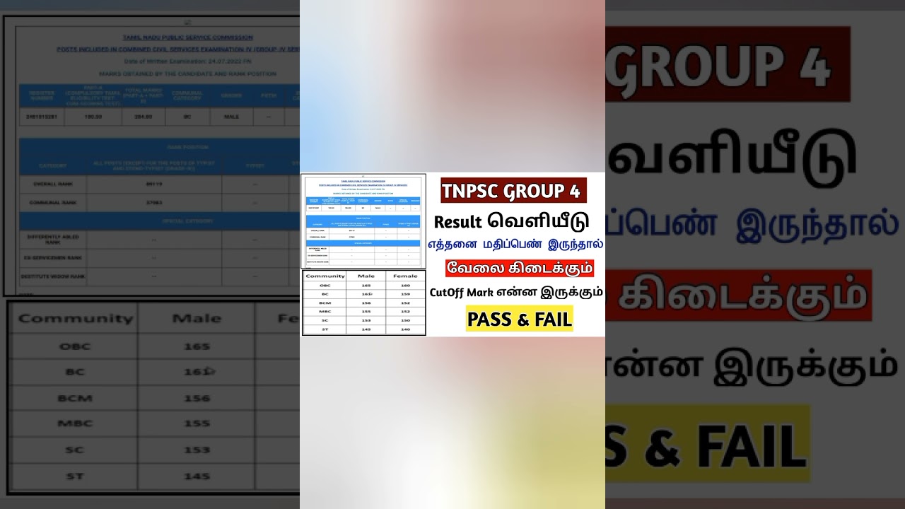 Pass or fail | how to check tnpsc group 4 result 2023 || TNPSC Group 4 cut off mark  |group 4 result