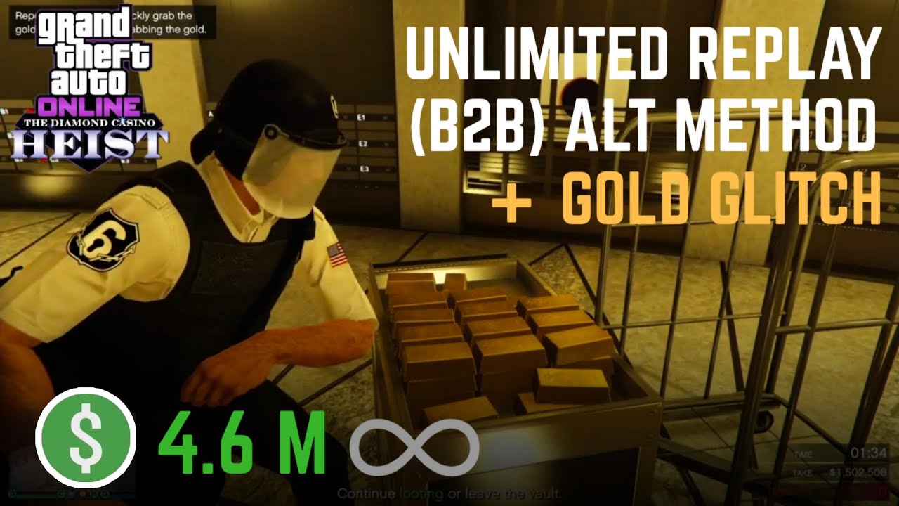 REPLAY GLITCH! (NO SAVING METHOD)(B2B) + GOLD GLITCH | GTA Online: Diamond Casino Heist