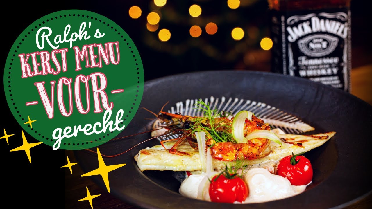 BBQ Kerstmenu voorgerecht: Gamba’s & tongetje met whiskey roomsaus!