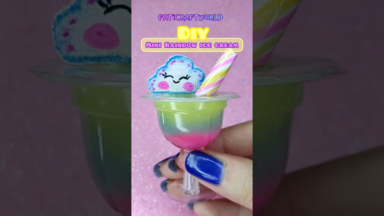 try it 🍨 (miniature craft) - DIY miniature ice cream glass - fati craft world