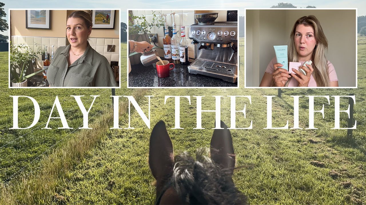 DAY IN THE LIFE VLOG |  THE HOLLIES FARM SHOP VISIT, HORSE RIDING, HAIR CARE ROUTINE, SKINCARE HAUL