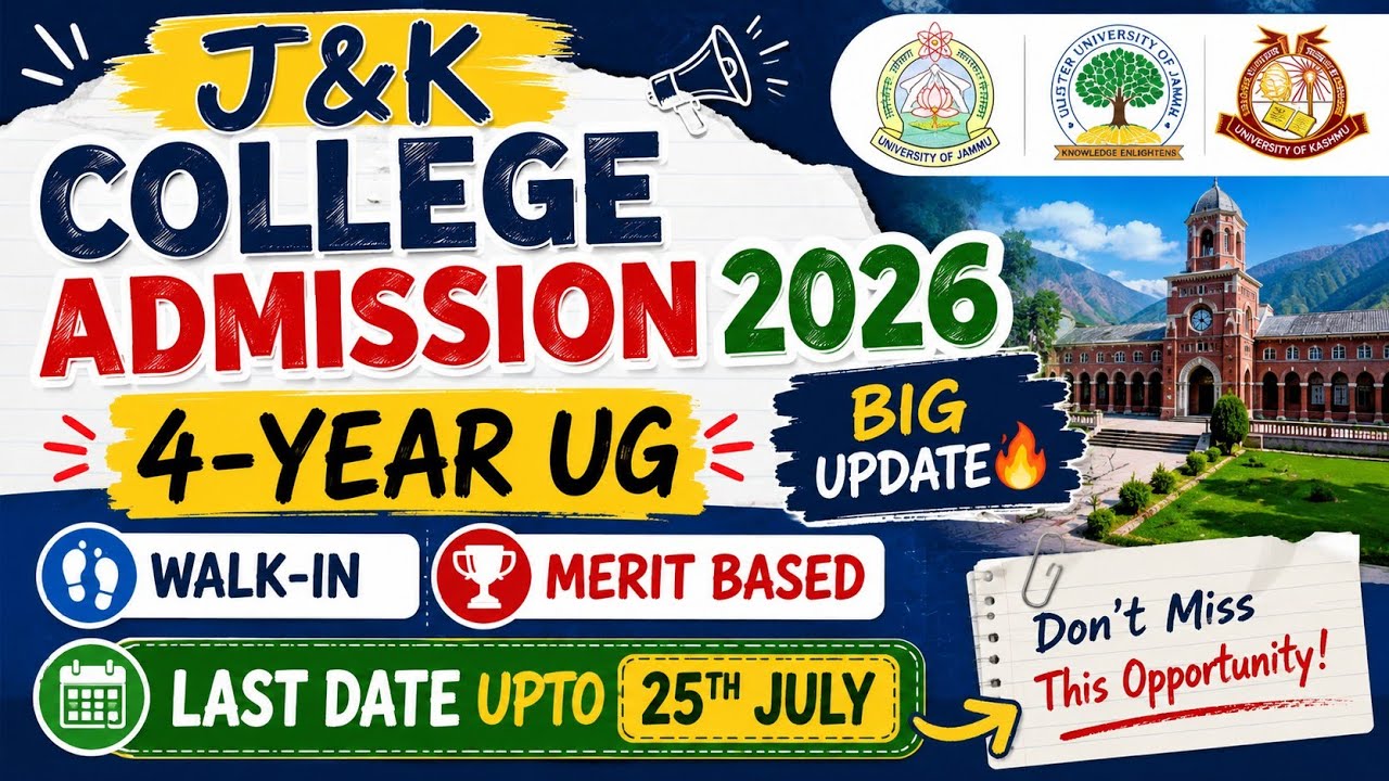 J&K College Admissions 2026 BIG UPDATE | Walk-in Admissions Extended | Last Date July 25