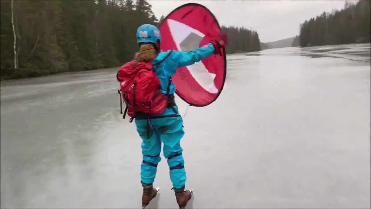 Turskøyter på Langen i heftig vind og til tider tynn is 09 02 2020