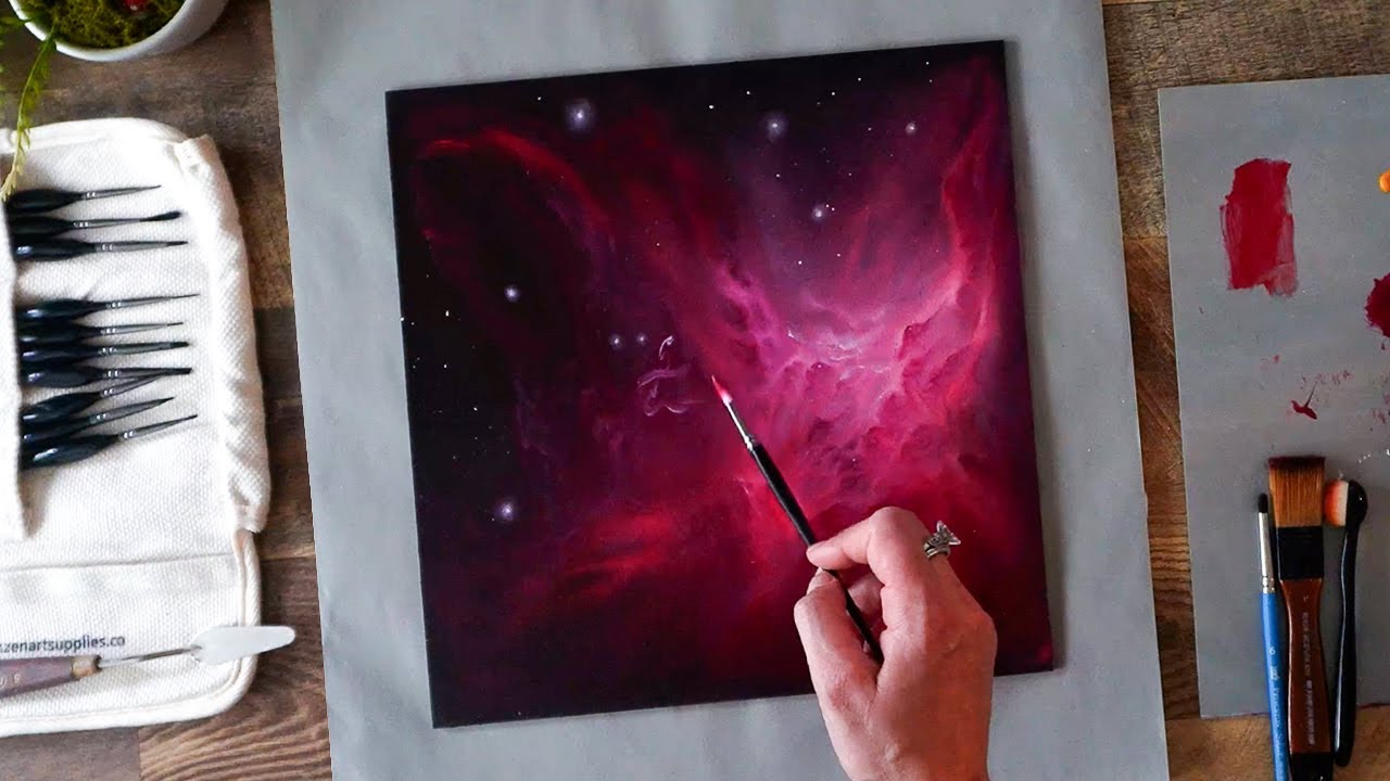Relaxing Space Oil Painting | Step by Step of How I created my own Nebula.