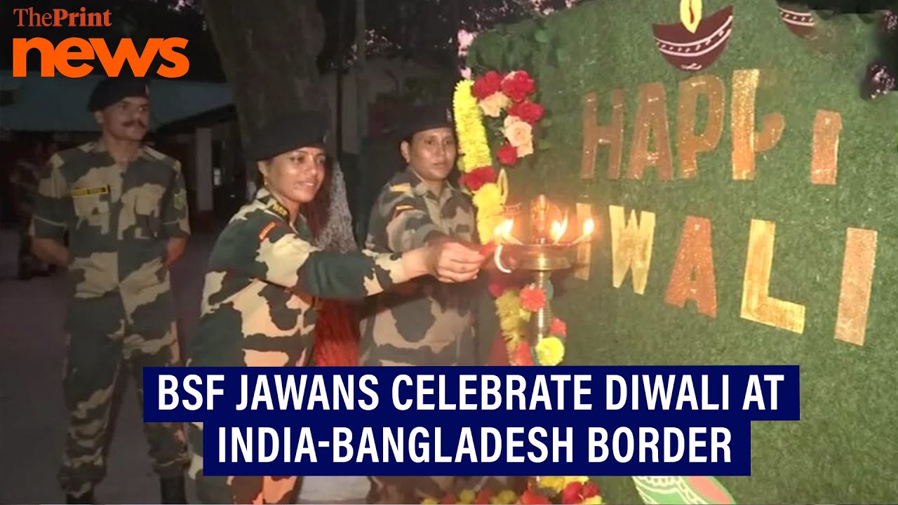 BSF jawans celebrate Diwali at Fulbari, India-Bangladesh border