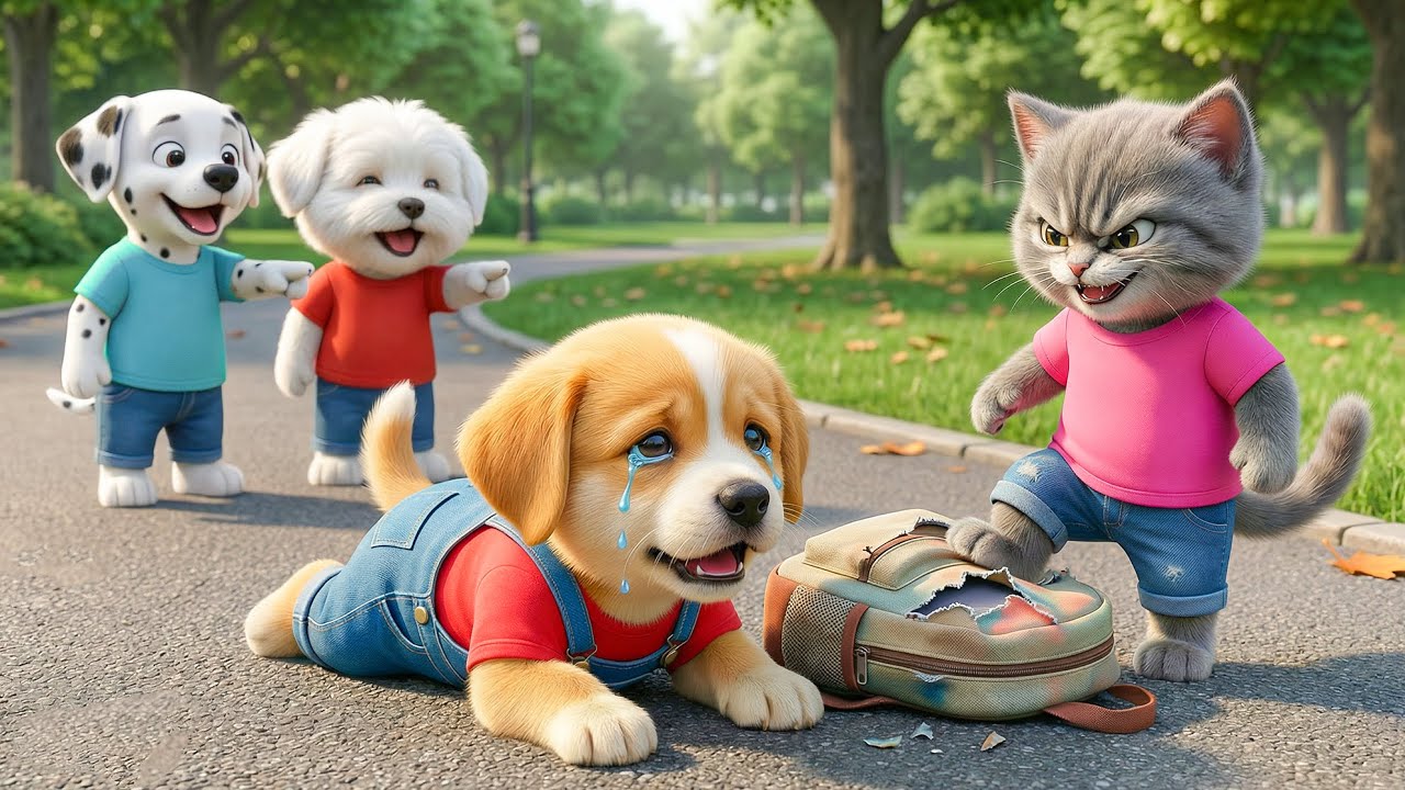 Baby Puppy Becomes a Quiet Hero 🐶💛 He Gives Up His Schoolbag Dream to Save an Abandoned Kitten