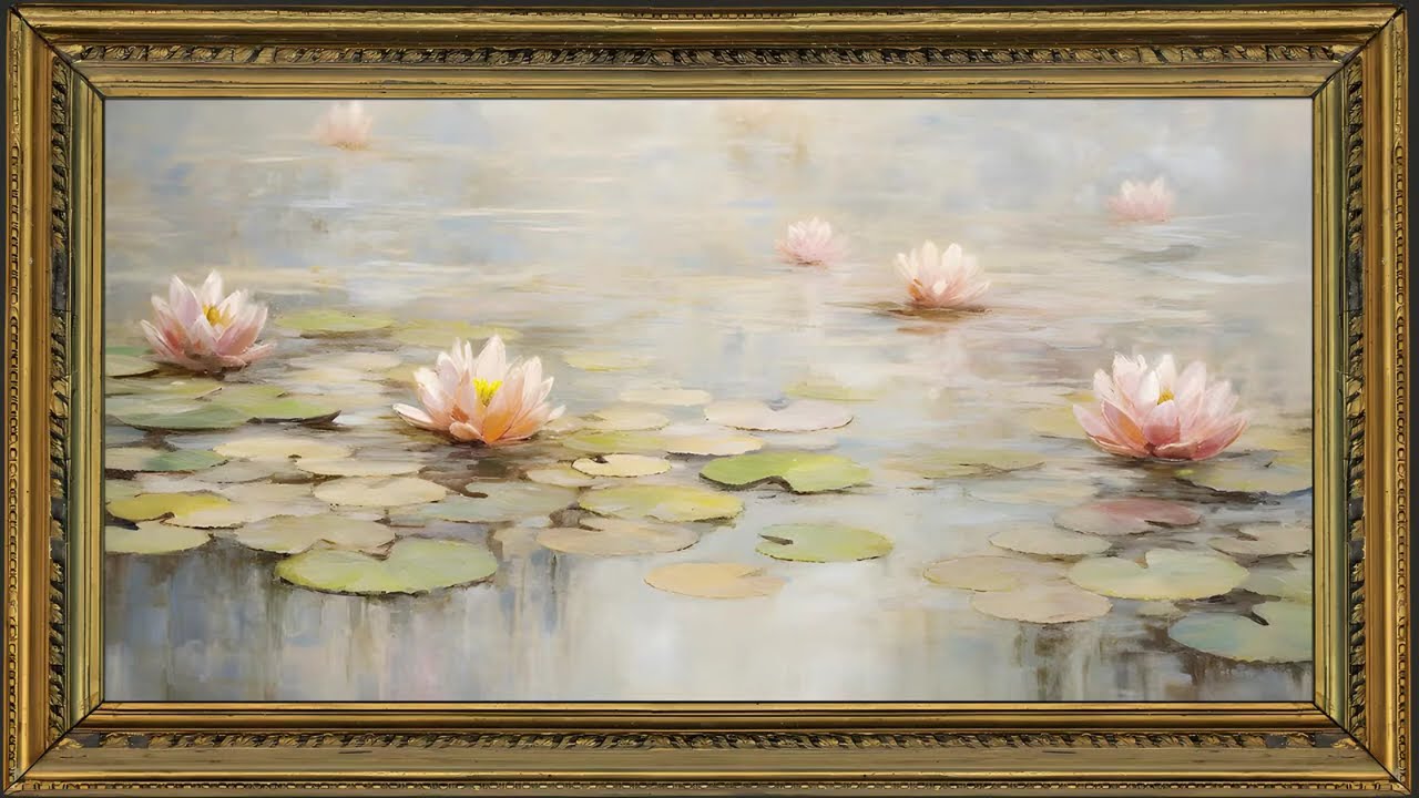 Framed Impressionist Water Lily Oil Painting | Art Screensaver for TV