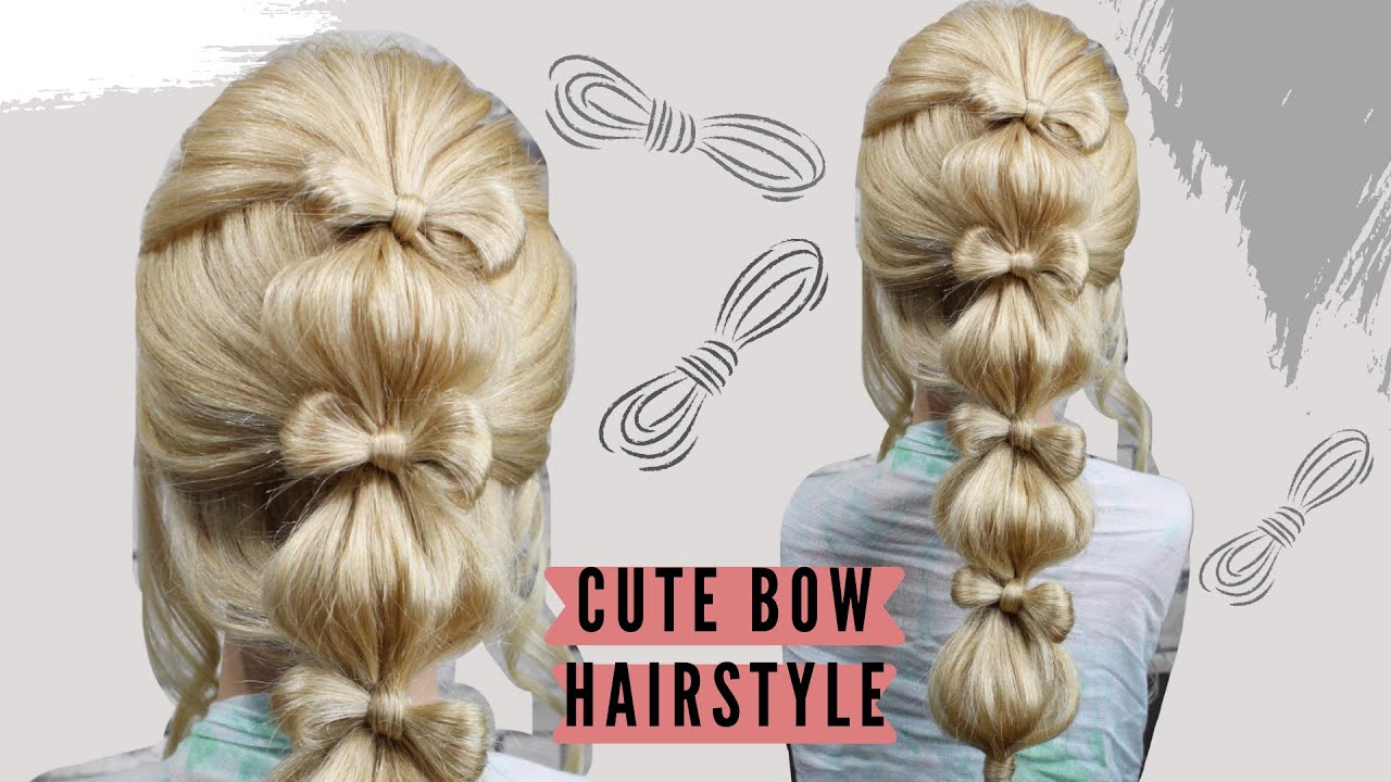 Easy bow hairstyle+bubble braid #braid #hairstyle