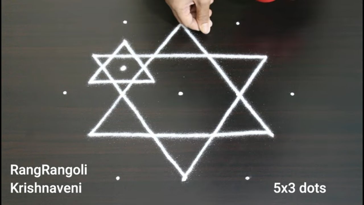 Traditional Kolams🌺5x3 dots Easy Daily Muggulu🌺Star Rangoli Designs🌺RangRangoli Krishnaveni