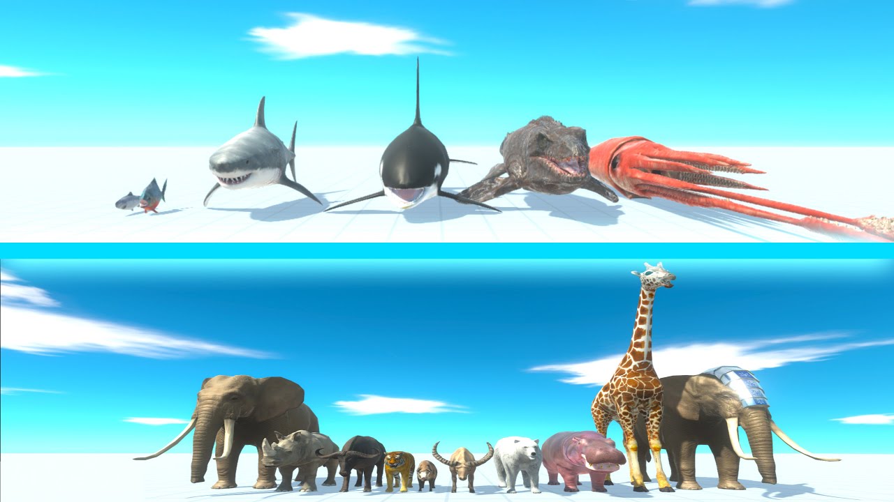 AQUATICS Team vs MODERN MAMMALS Team - Animal Revolt Battle Simulator ARBS