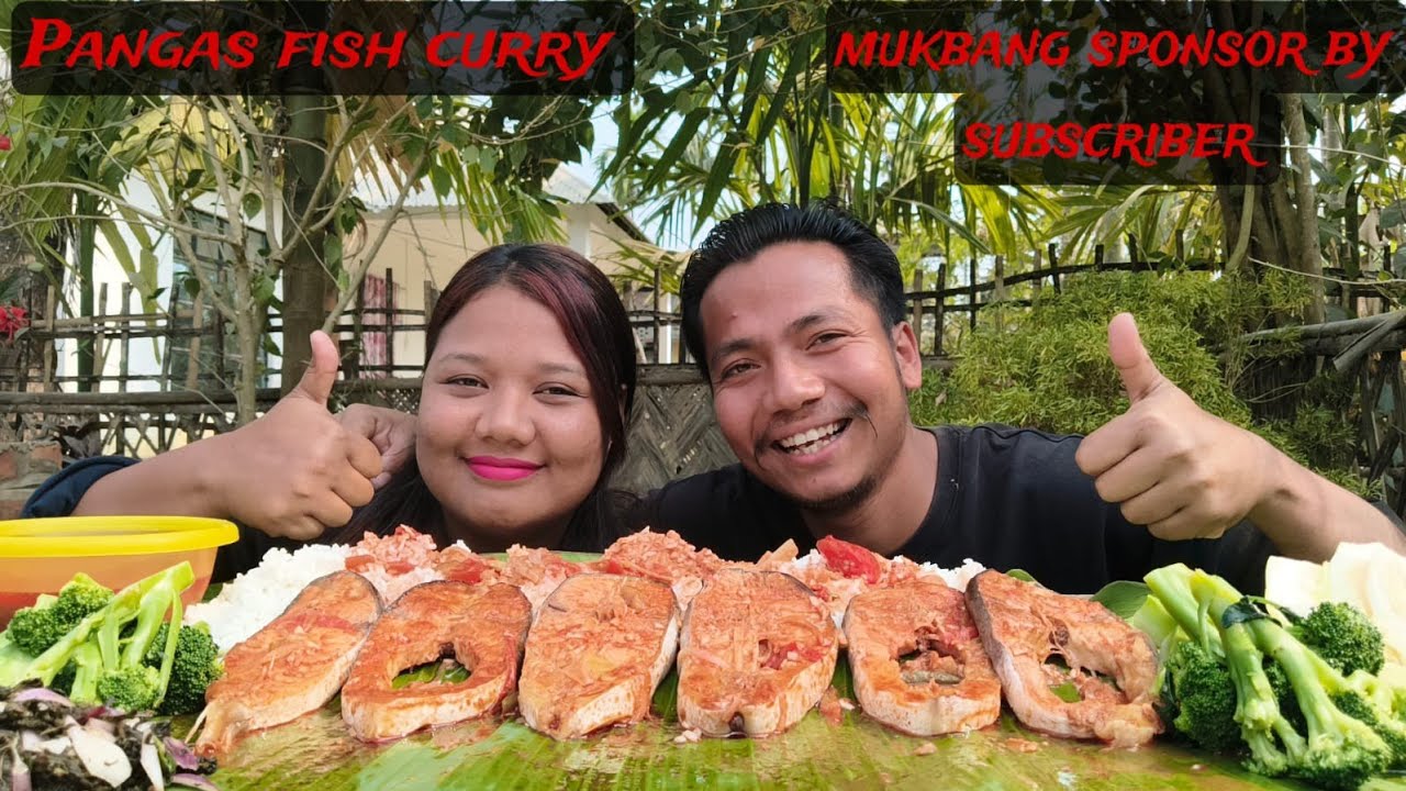 Mukbang sponsor by subscriber ll eating delicious pangas fish curry with nepali salad@Husbandnwife 