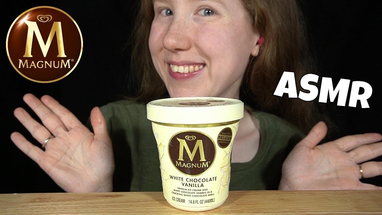 ASMR WHITE CHOCOLATE MAGNUM TUB ICE CREAM MUKBANG (No Talking) EATING SOUNDS