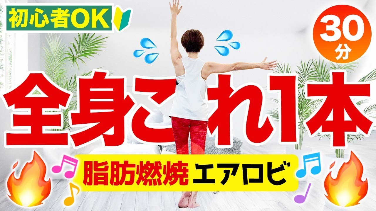 【30分間の脂肪燃焼】これ1本出来たらOK！エアロビで痩せる！ストレッチもあり