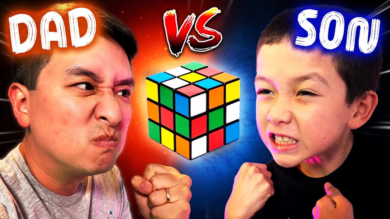 DAD vs 9 YEAR OLD SON⚡Rubik's Cube $10,000 Challenge!!