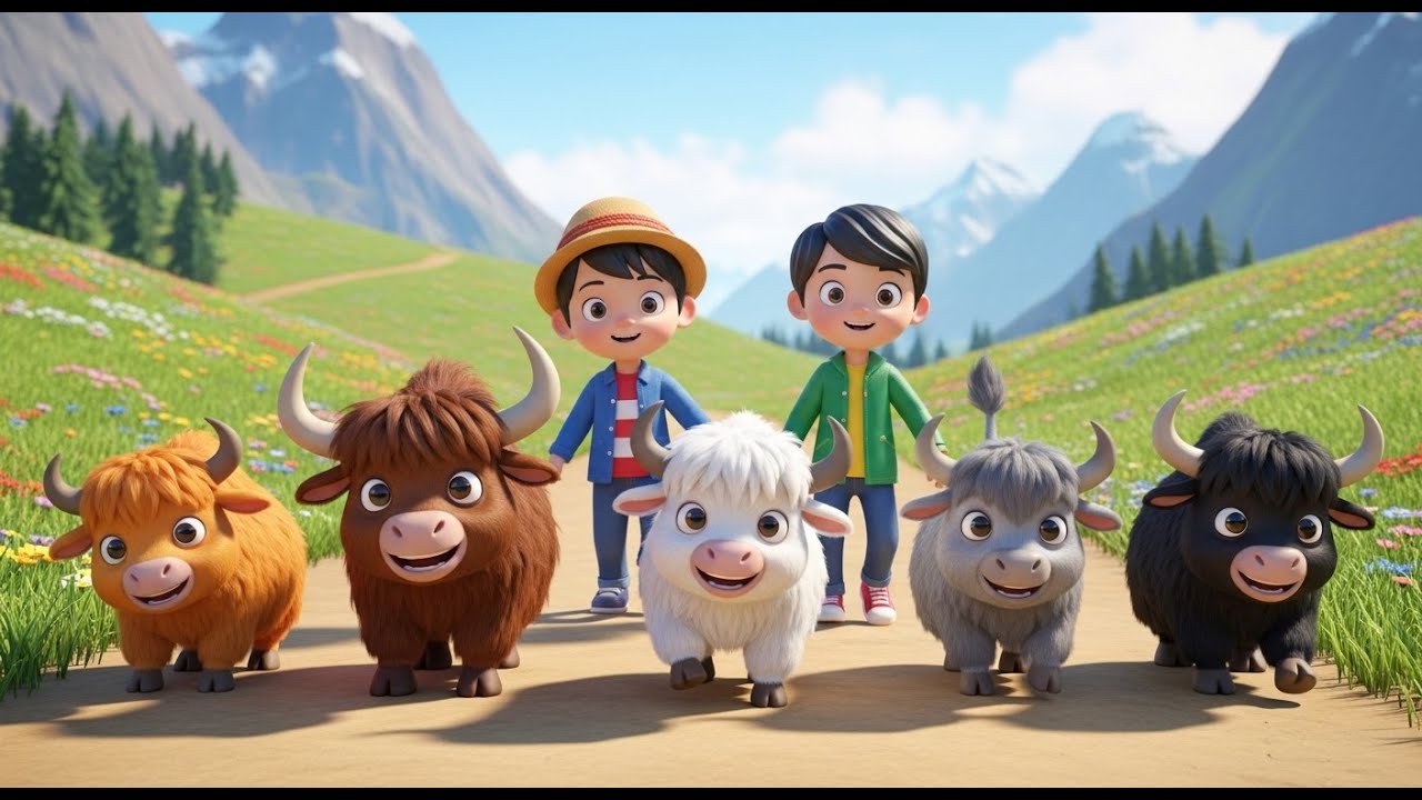 Five Little Yaks Plod Plod Plod | Mountain Animal Song & Counting for Kids