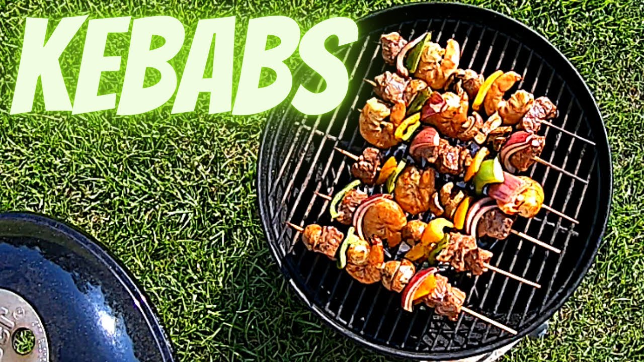 Grilled SHRIMP and STEAK Kabobs - POV cooking