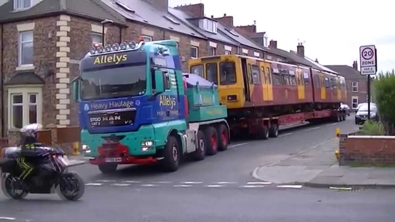 Tyne and Wear Metro - Metrocar 4078 going to and 4008 coming from Refurbishment