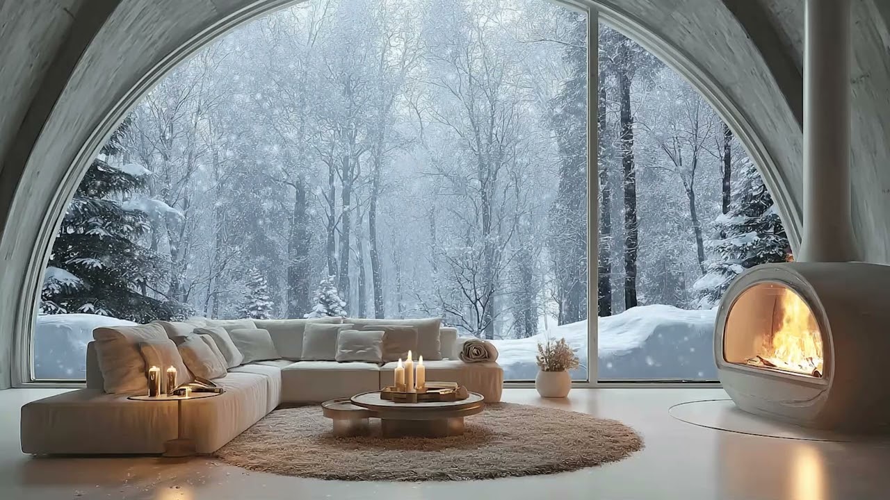 ❄️ Midnight Peace in a Snowy Cabin | Slow Piano, Fireplace & Falling Snow | Deep Sleep Reset