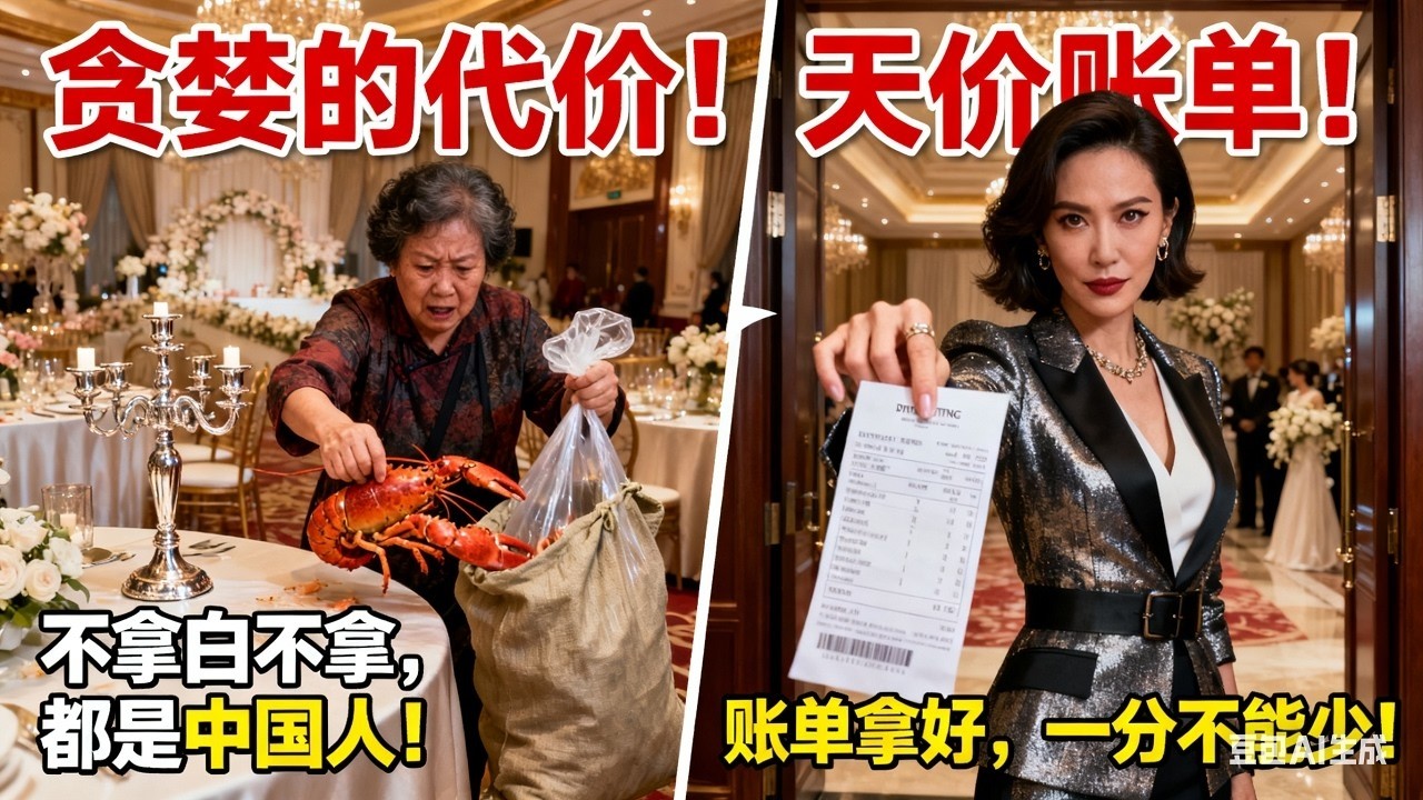 中國大媽混進美國華人婚禮，公然打包龍蝦牛排、偷走桌花燭台！華裔策劃師冷笑： 這是賬單，請為您的'貪婪'埋單！